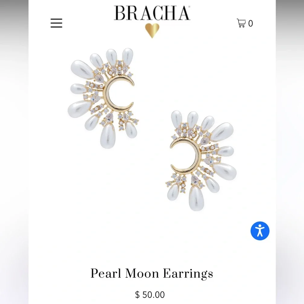 Bracha Pearl Moon Earrings - Picture 4 of 4